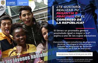 Convocatoria de pasantías a beneficiados del programa Jóvenes en Acción.