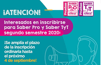 Registro ordinario para Saber Pro y TyT hasta 4 de septiembre.