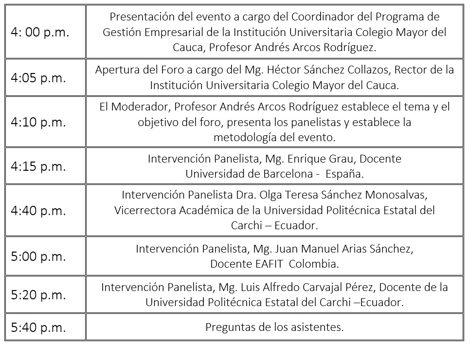 Foro Inter pos cuarentena agenda