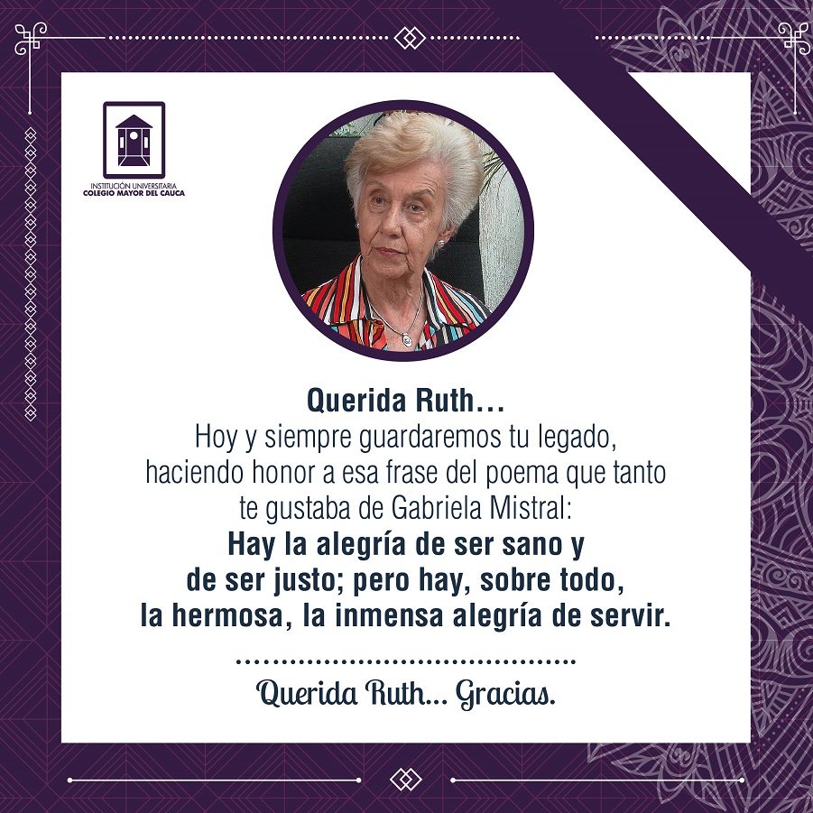 Tarjeta Póstumo Ruth Cepeda QEPD
