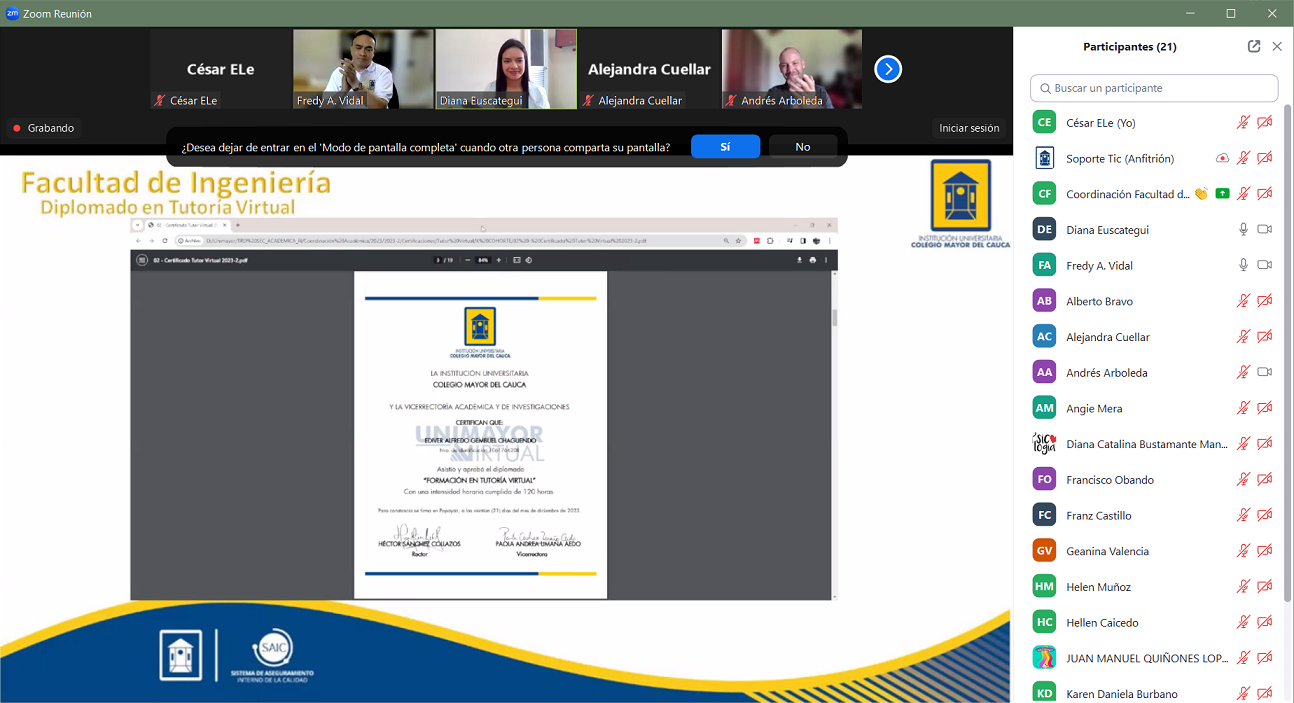 X Cohorte del Diplomado en Tutoría Virtual 01